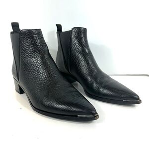 Acne Studios Jensen Black Pebbled Leather Pointy Toe Ankle Boots Size EU 39 US 9